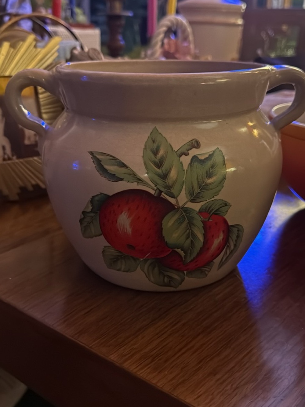 Vintage Ceramic Apple-Decorated Canister Cookie Jar
